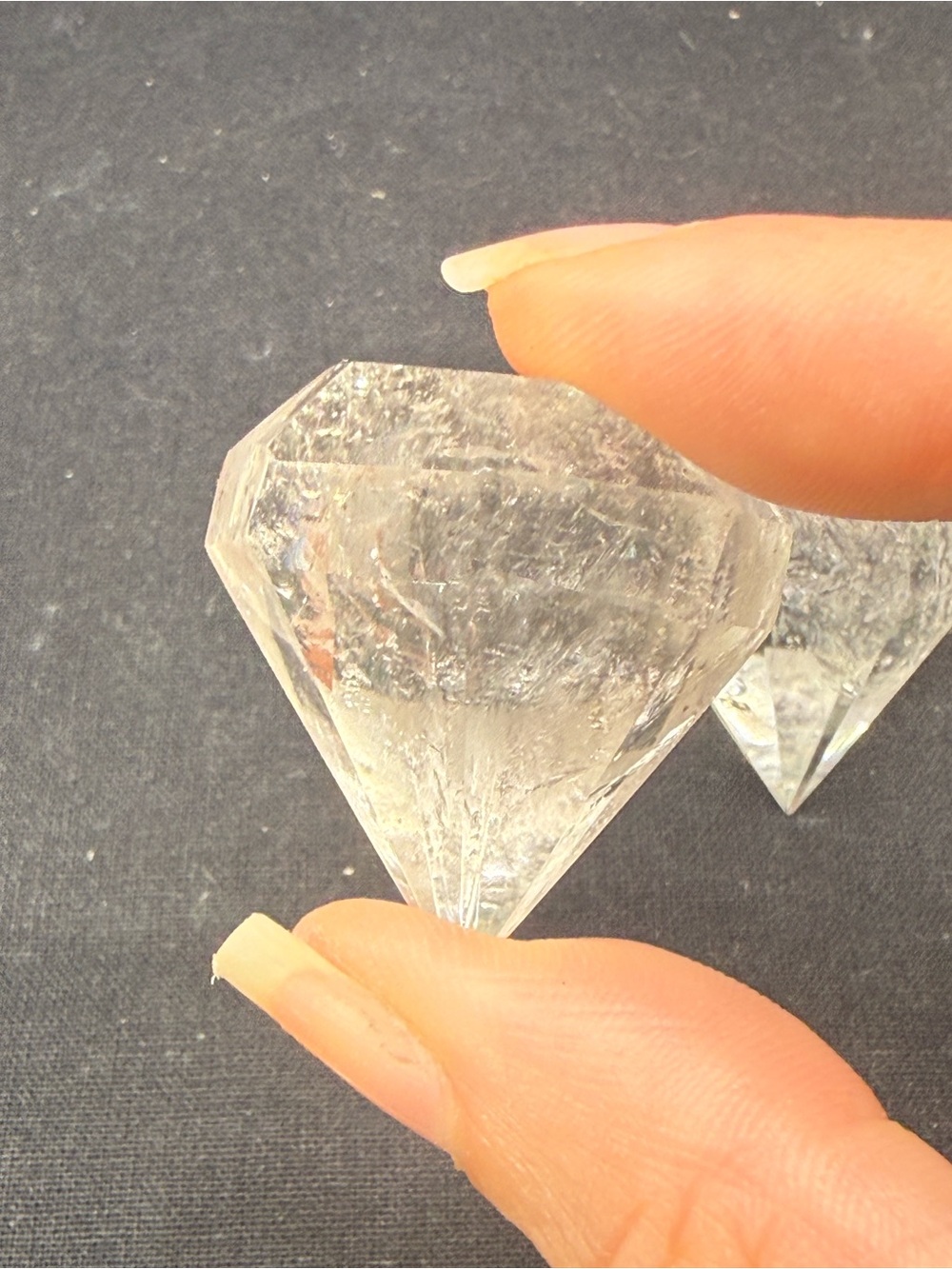 Diamond Cut Clear Quartz with Rainbows